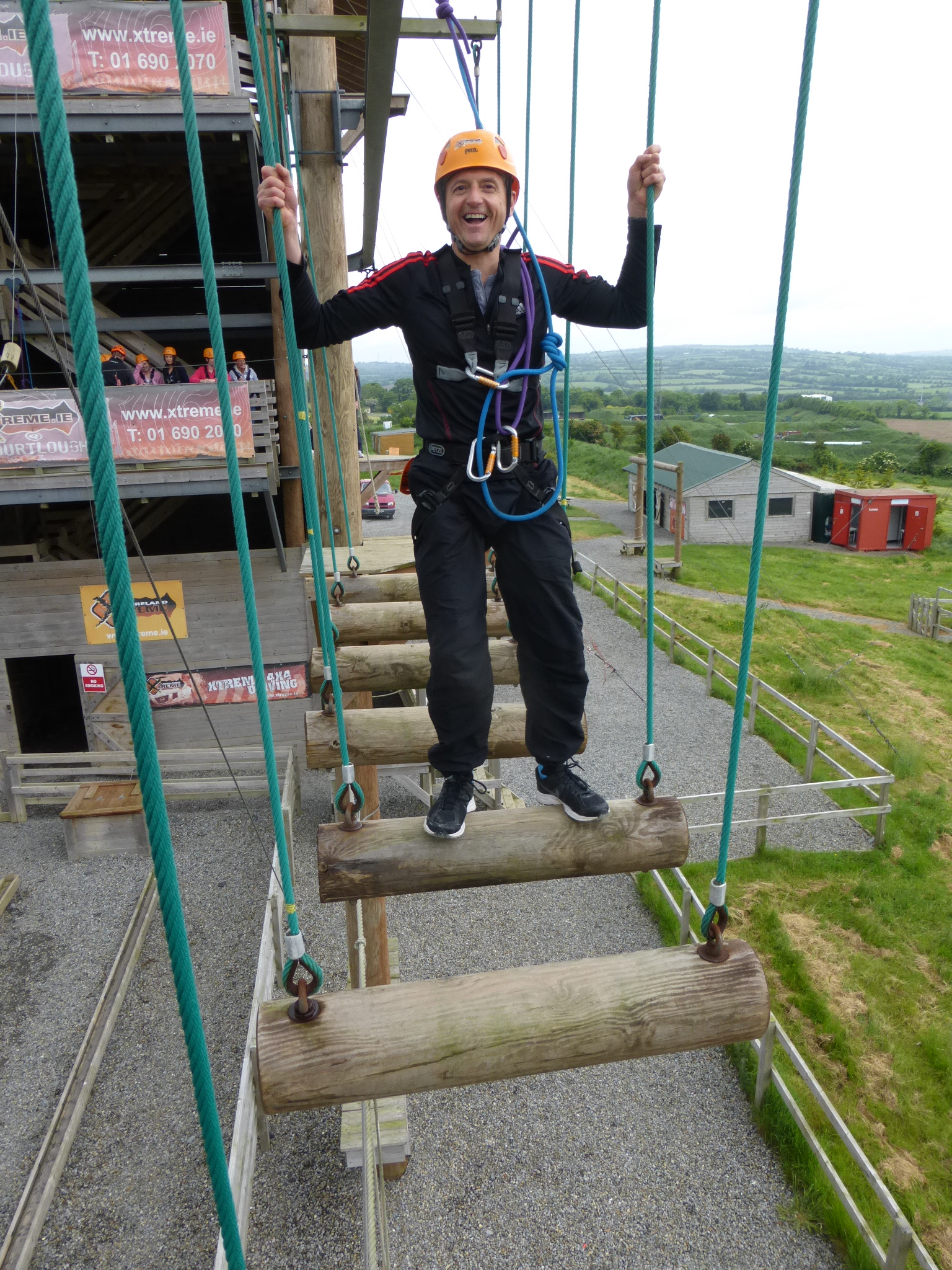 Dr Tim Callen of Skerries Dental walks the high wire course at our Courtlogh Team Building Day