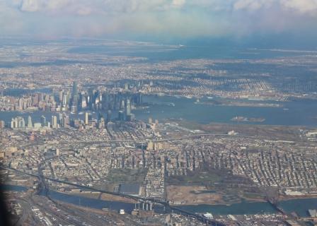 Dr Stephen Murray from Swords Orthodontics flies over lower Manhattan with the new world trade center Freedom Tower standing above the other skyscrapers